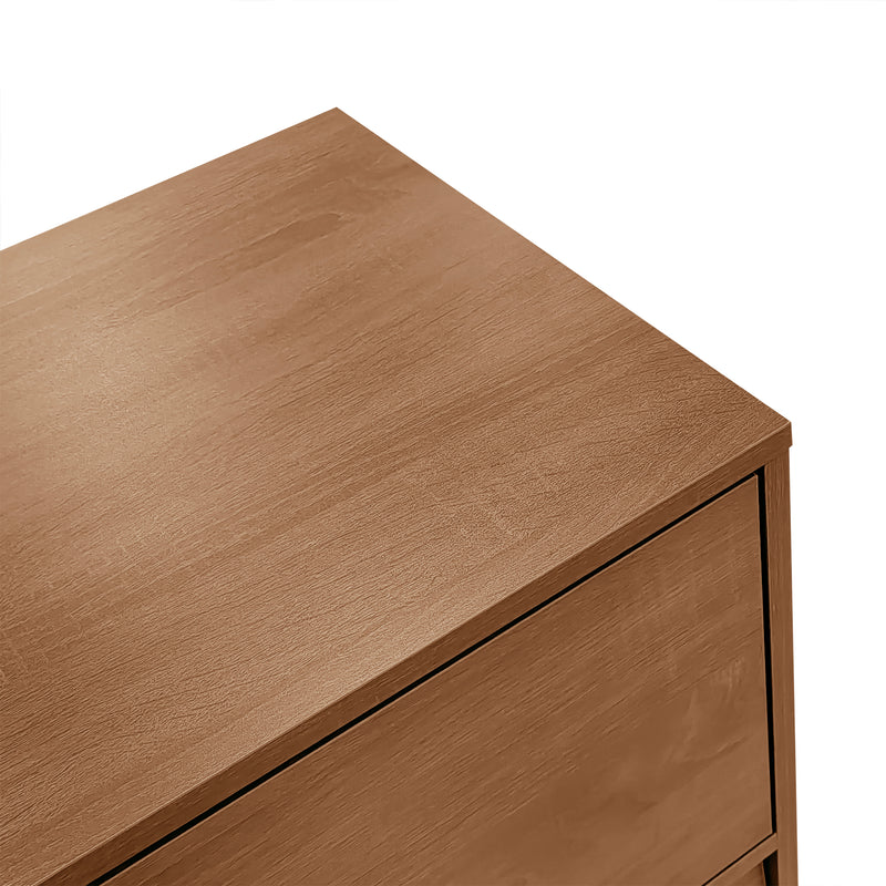 Buffet Style Rustique Naturel avec Portes en Rotin et Rangement Flexible CROLZOI