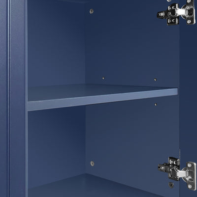 Buffet Sideboard Moderne Bleu Marine avec Texture U-forme, Pieds Dorés et Étagères Réglables (138x40x80.5cm) CRUUGREN BLUE