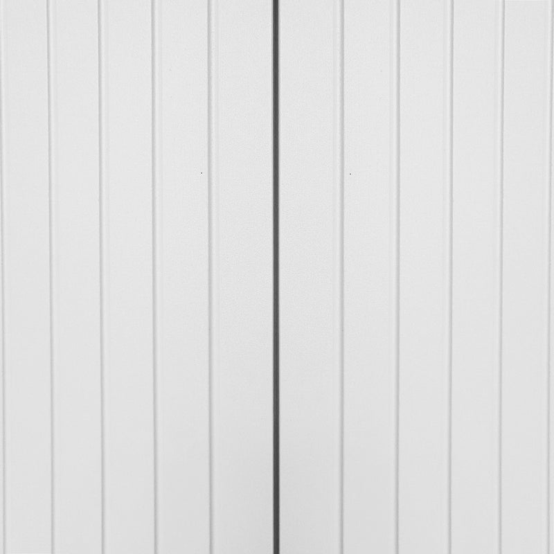 Buffet Sideboard Moderne Blanc avec Texture U-forme, Pieds Dorés et Étagères Réglables (138x40x80.5cm) CRUUGREN WHITE
