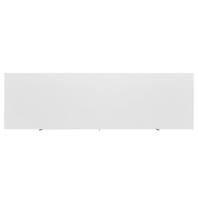 Buffet Sideboard Moderne Blanc avec Texture U-forme, Pieds Dorés et Étagères Réglables (138x40x80.5cm) CRUUGREN WHITE