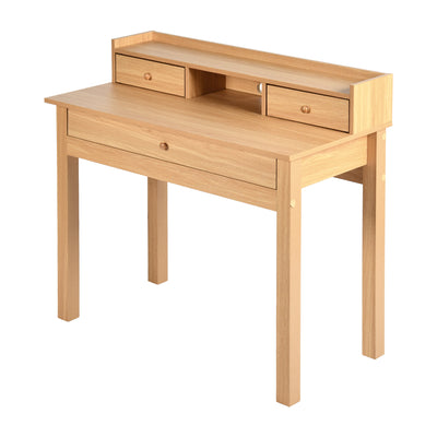 Classic wooden desk with drawers and storage DEVAKI LIGHT WOOD