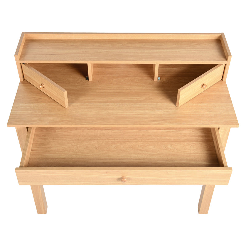Classic wooden desk with drawers and storage DEVAKI LIGHT WOOD