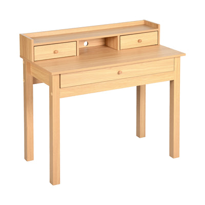 Classic wooden desk with drawers and storage DEVAKI LIGHT WOOD