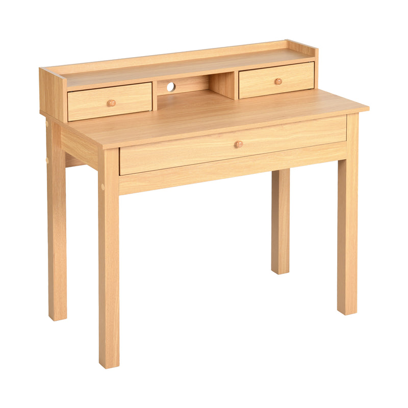 Classic wooden desk with drawers and storage DEVAKI LIGHT WOOD