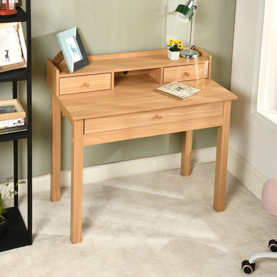 Classic wooden desk with drawers and storage DEVAKI LIGHT WOOD