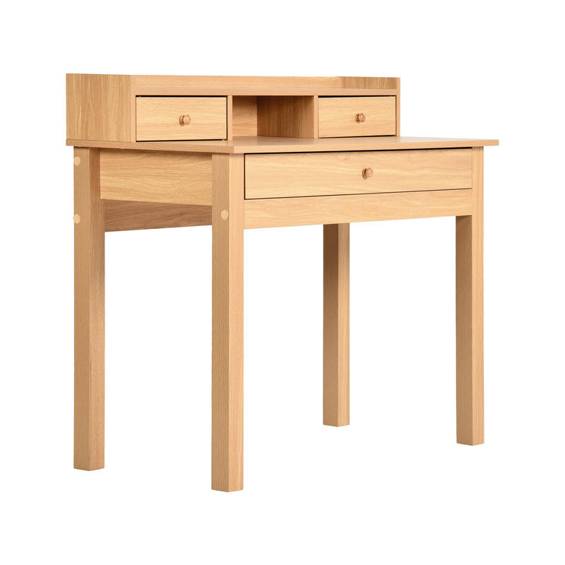 Classic wooden desk with drawers and storage DEVAKI LIGHT WOOD