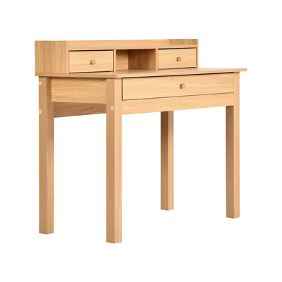 Classic wooden desk with drawers and storage DEVAKI LIGHT WOOD
