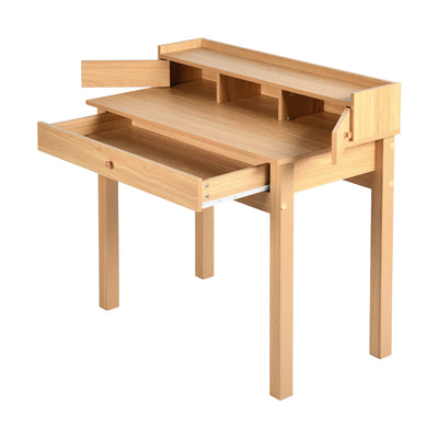 Classic wooden desk with drawers and storage DEVAKI LIGHT WOOD