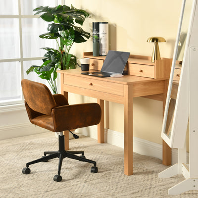 Classic wooden desk with drawers and storage DEVAKI LIGHT WOOD