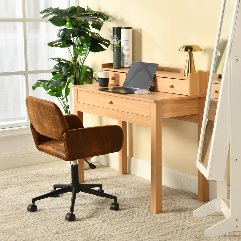 Classic wooden desk with drawers and storage DEVAKI LIGHT WOOD