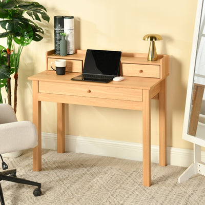 Classic wooden desk with drawers and storage DEVAKI LIGHT WOOD
