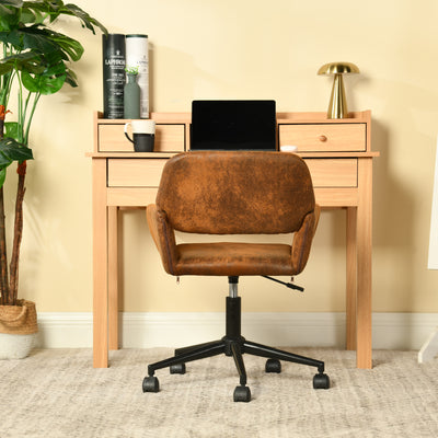 Classic wooden desk with drawers and storage DEVAKI LIGHT WOOD