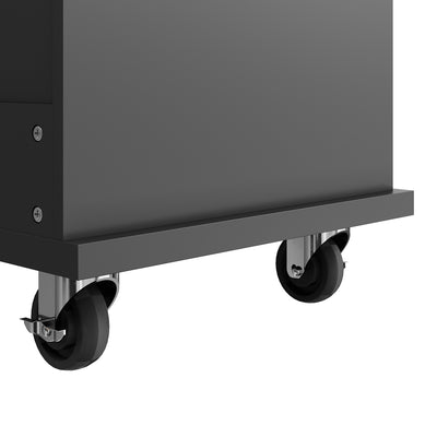 Desserte de Cuisine Mobile Noire avec Plateau Effet Bois, Rangement Multifonctionnel et Double Mode d'Utilisation DRIQATS