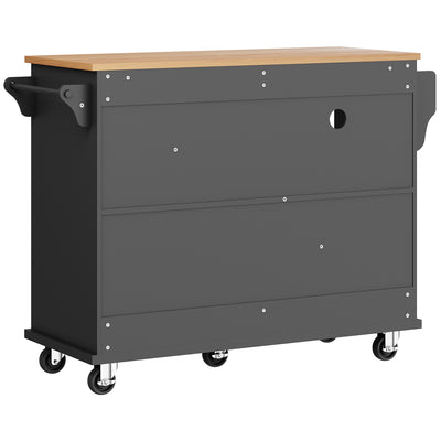 Desserte de Cuisine Mobile Noire avec Plateau Effet Bois, Rangement Multifonctionnel et Double Mode d'Utilisation DRIQATS