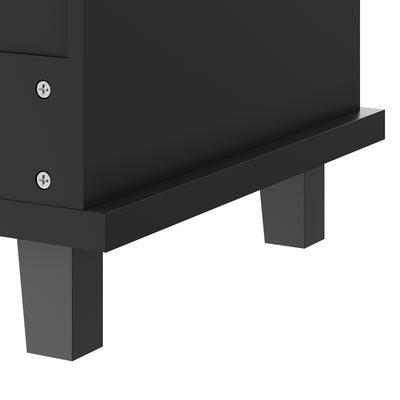 Desserte de Cuisine Mobile Noire avec Plateau Effet Bois, Rangement Multifonctionnel et Double Mode d'Utilisation DRIQATS