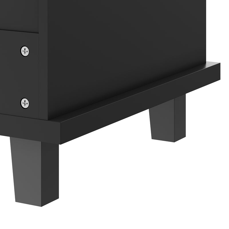 Desserte de Cuisine Mobile Noire avec Plateau Effet Bois, Rangement Multifonctionnel et Double Mode d&
