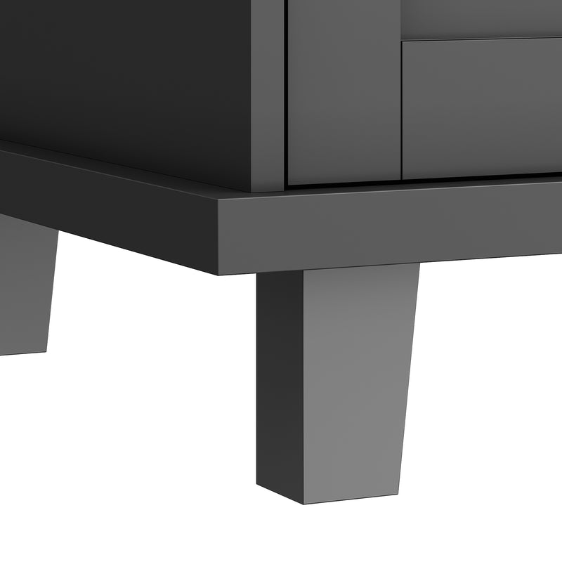 Desserte de Cuisine Mobile Noire avec Plateau Effet Bois, Rangement Multifonctionnel et Double Mode d&