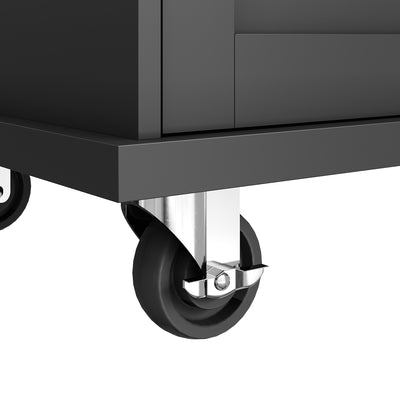 Desserte de Cuisine Mobile Noire avec Plateau Effet Bois, Rangement Multifonctionnel et Double Mode d'Utilisation DRIQATS