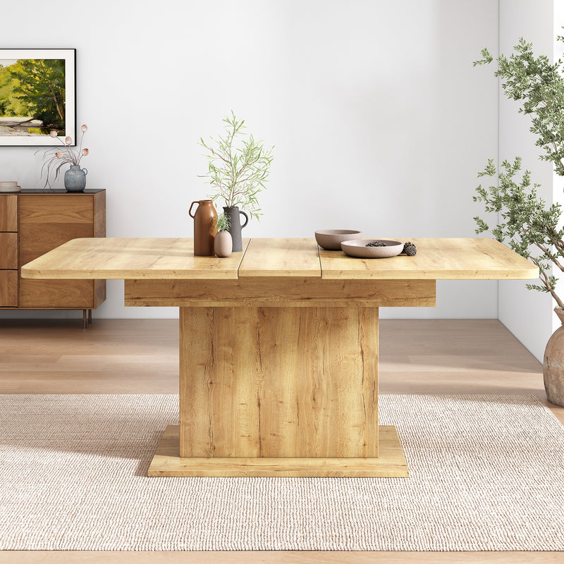 Table à Manger Extensible Multifonctionnelle au Design Moderne et Élégant – Bois Naturel DRUUKIED WOOD
