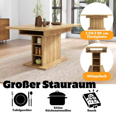 Table à Manger Extensible Multifonctionnelle au Design Moderne et Élégant – Bois Naturel DRUUKIED WOOD