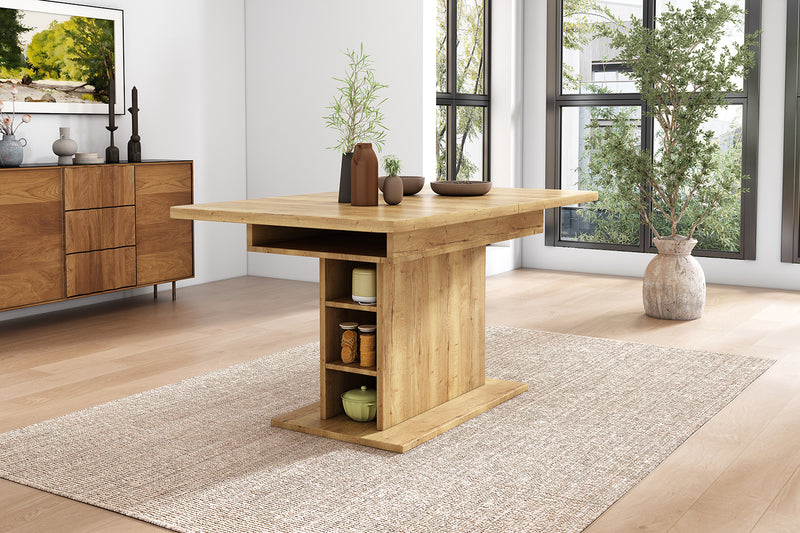 Table à Manger Extensible Multifonctionnelle au Design Moderne et Élégant – Bois Naturel DRUUKIED WOOD