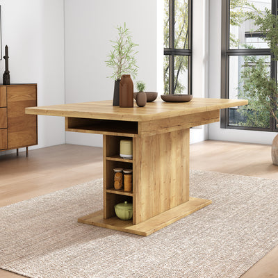 Table à Manger Extensible Multifonctionnelle au Design Moderne et Élégant – Bois Naturel DRUUKIED WOOD