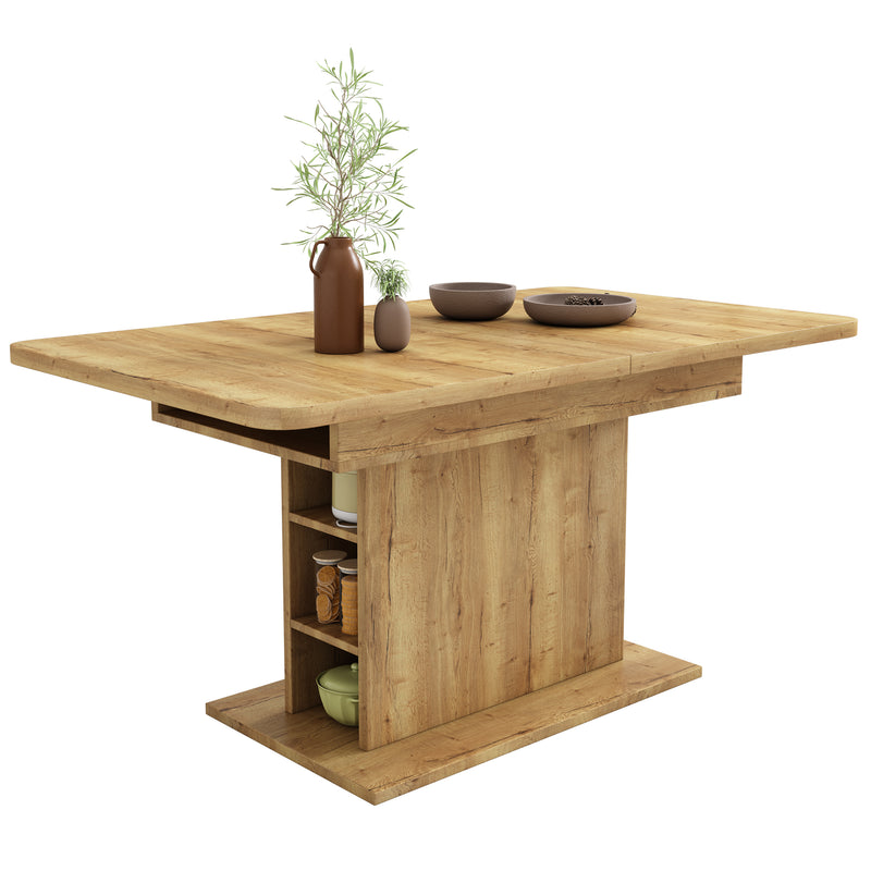 Table à Manger Extensible Multifonctionnelle au Design Moderne et Élégant – Bois Naturel DRUUKIED WOOD
