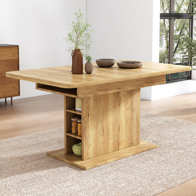 Table à Manger Extensible Multifonctionnelle au Design Moderne et Élégant – Bois Naturel DRUUKIED WOOD