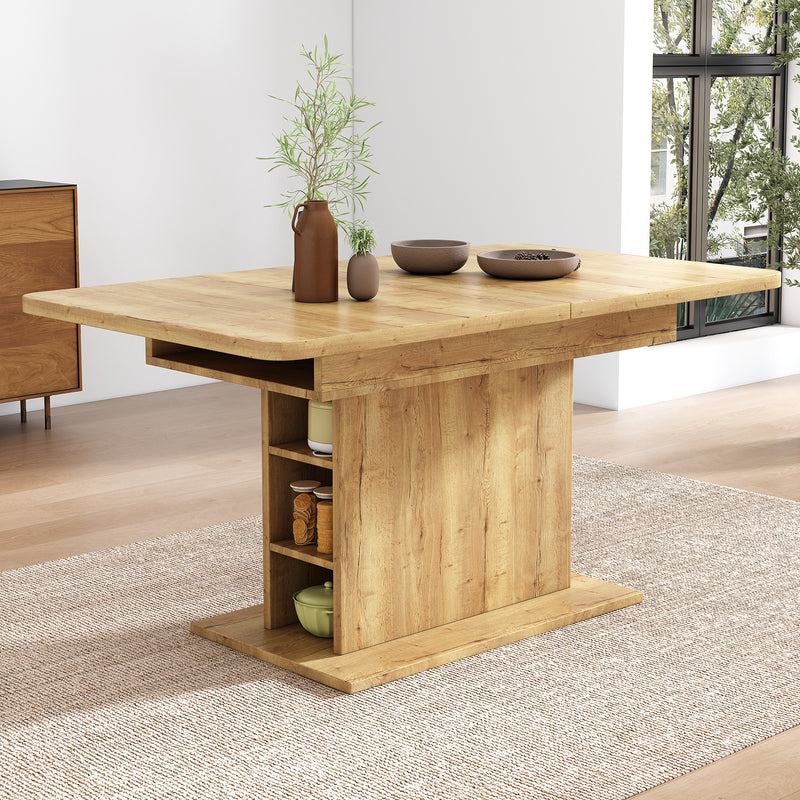 Table à Manger Extensible Multifonctionnelle au Design Moderne et Élégant – Bois Naturel DRUUKIED WOOD