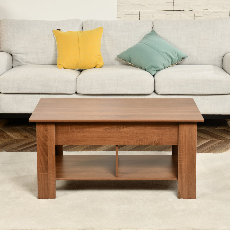 Coffee table with lifting top in wood and brown effect 96*50 ELOT BROWN 96