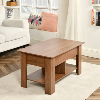 Coffee table with lifting top in wood and brown effect 96*50 ELOT BROWN 96
