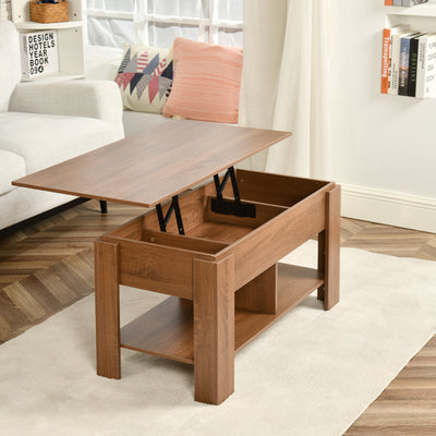 Coffee table with lifting top in wood and brown effect 96*50 ELOT BROWN 96
