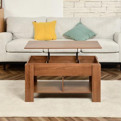 Coffee table with lifting top in wood and brown effect 96*50 ELOT BROWN 96