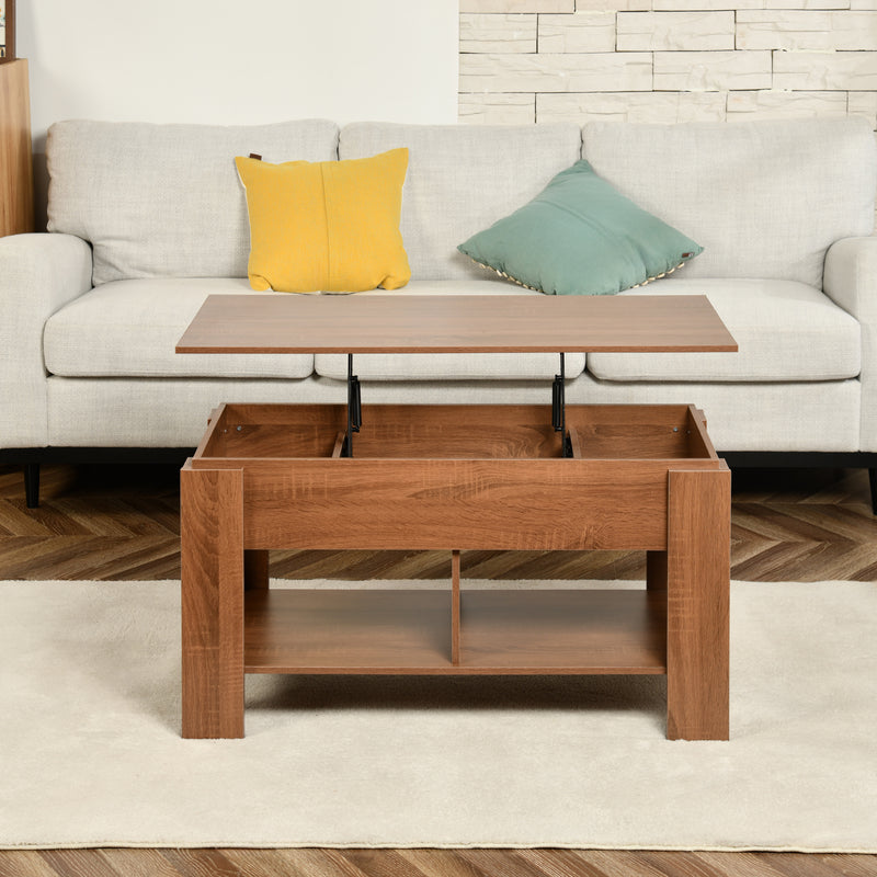 Coffee table with lifting top in wood and brown effect 96*50 ELOT BROWN 96