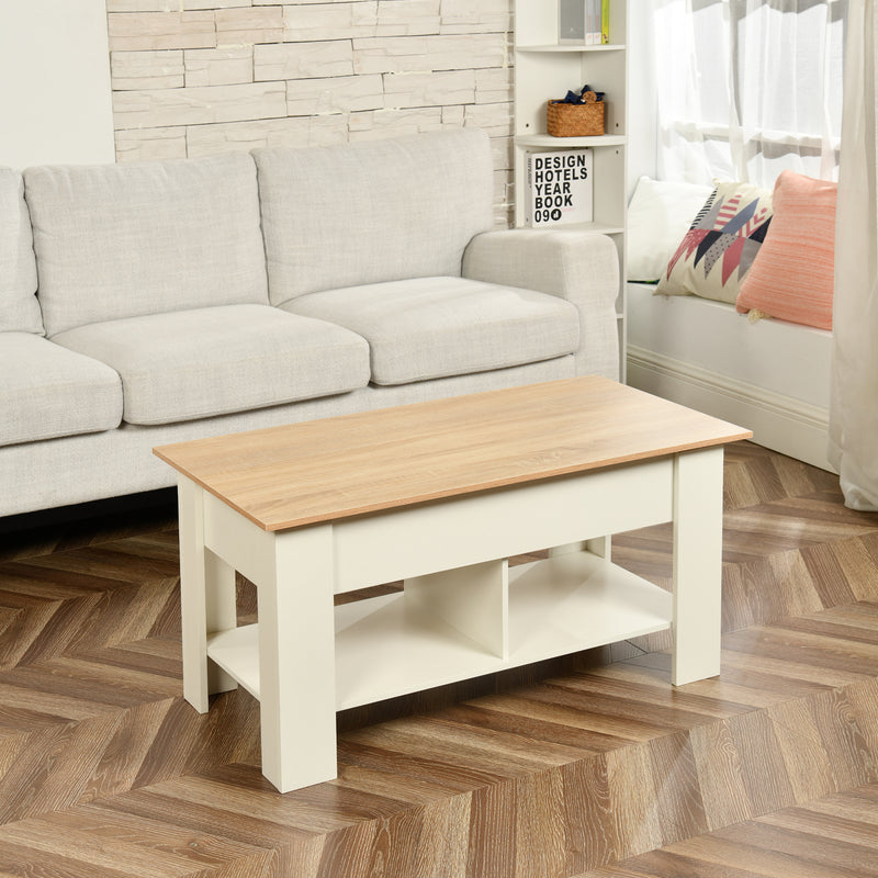 Coffee table with lifting top in wood and white effect 96*50 ELOT WHITE OAK 96