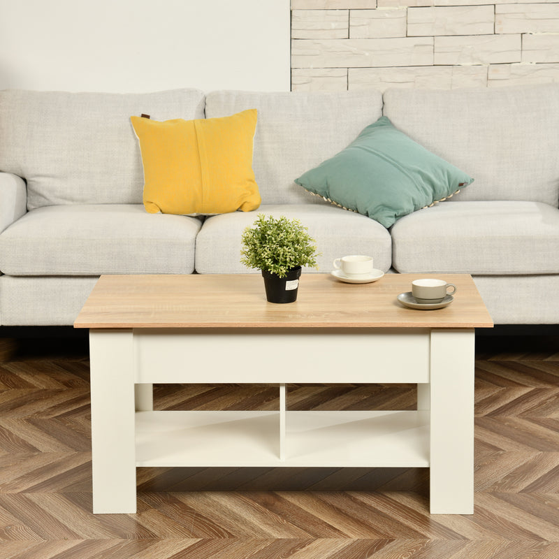 Coffee table with lifting top in wood and white effect 96*50 ELOT WHITE OAK 96
