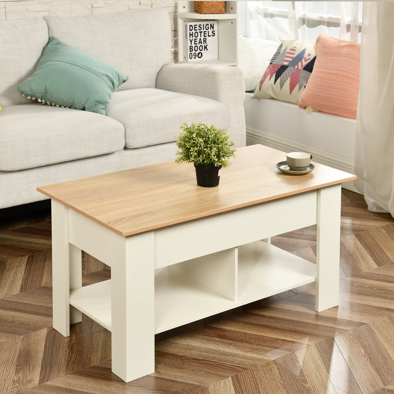 Coffee table with lifting top in wood and white effect 96*50 ELOT WHITE OAK 96