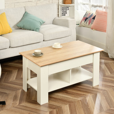 Coffee table with lifting top in wood and white effect 96*50 ELOT WHITE OAK 96
