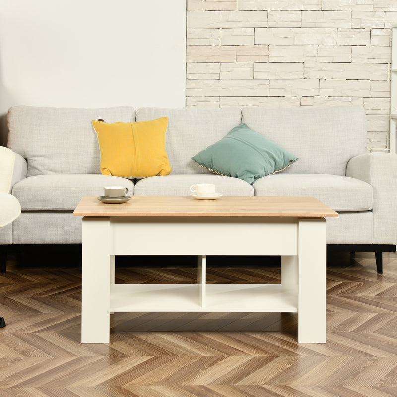 Coffee table with lifting top in wood and white effect 96*50 ELOT WHITE OAK 96