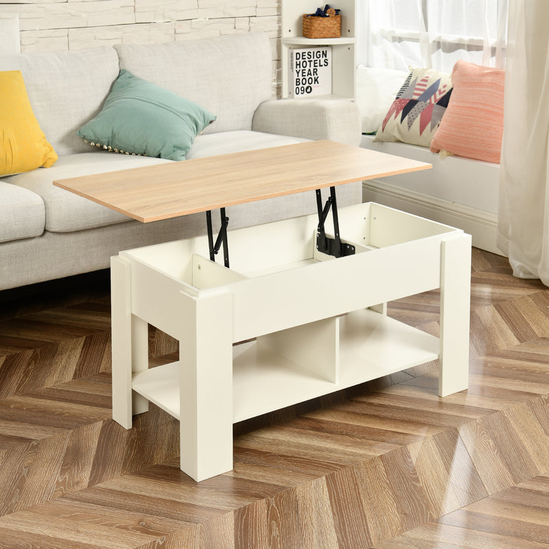 Coffee table with lifting top in wood and white effect 96*50 ELOT WHITE OAK 96