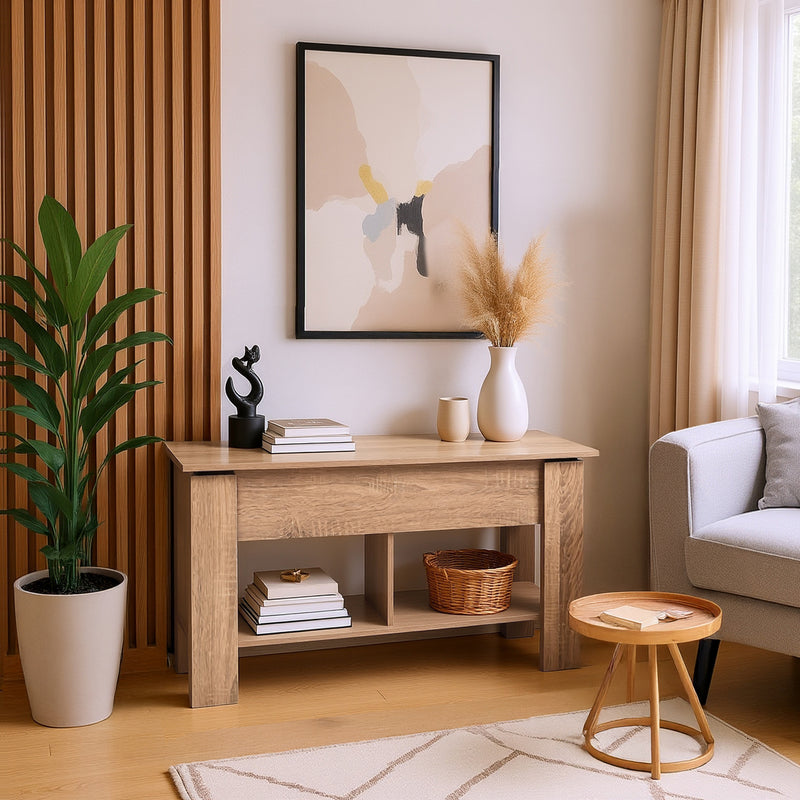 Coffee table with lifting top in wood and brown effect 96*50 ELOT BROWN 96