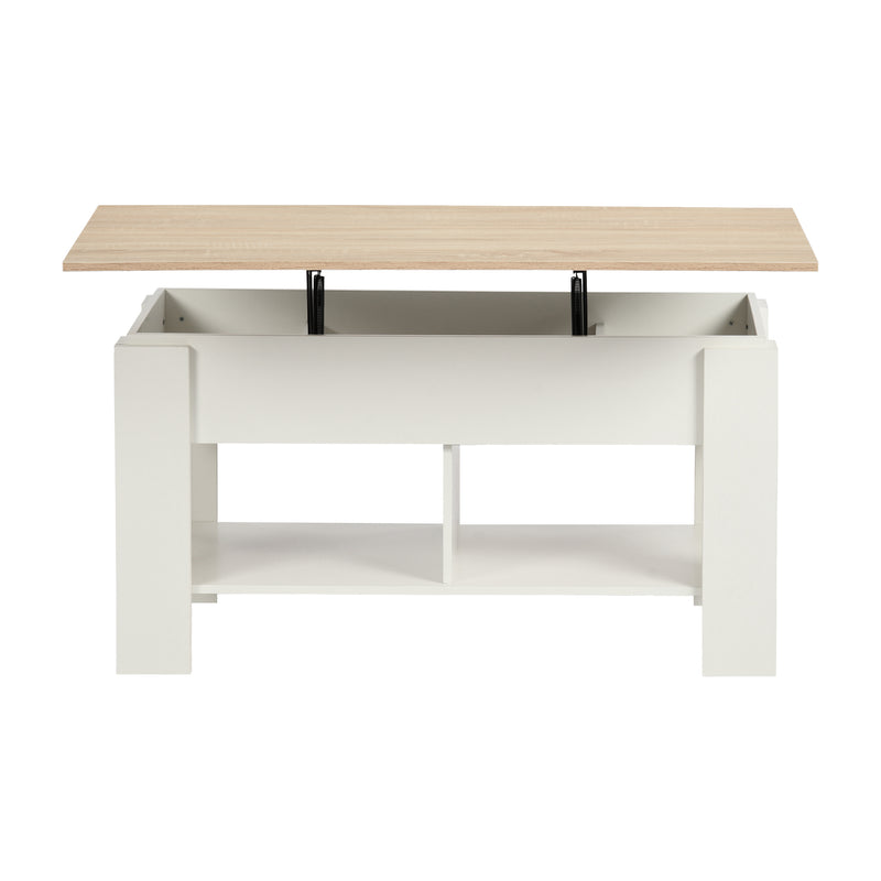 Coffee table with lifting top in wood and white effect 96*50 ELOT WHITE OAK 96