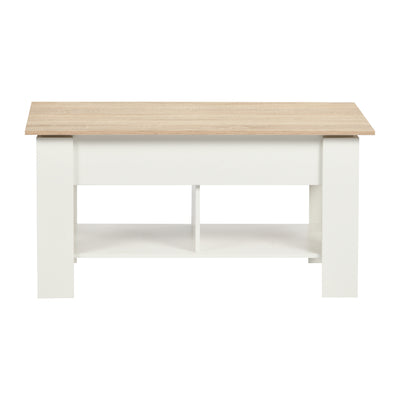 Coffee table with lifting top in wood and white effect 96*50 ELOT WHITE OAK 96