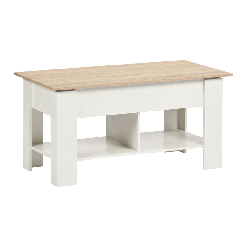 Coffee table with lifting top in wood and white effect 96*50 ELOT WHITE OAK 96