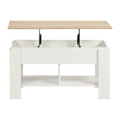 Coffee table with lifting top in wood and white effect 96*50 ELOT WHITE OAK 96