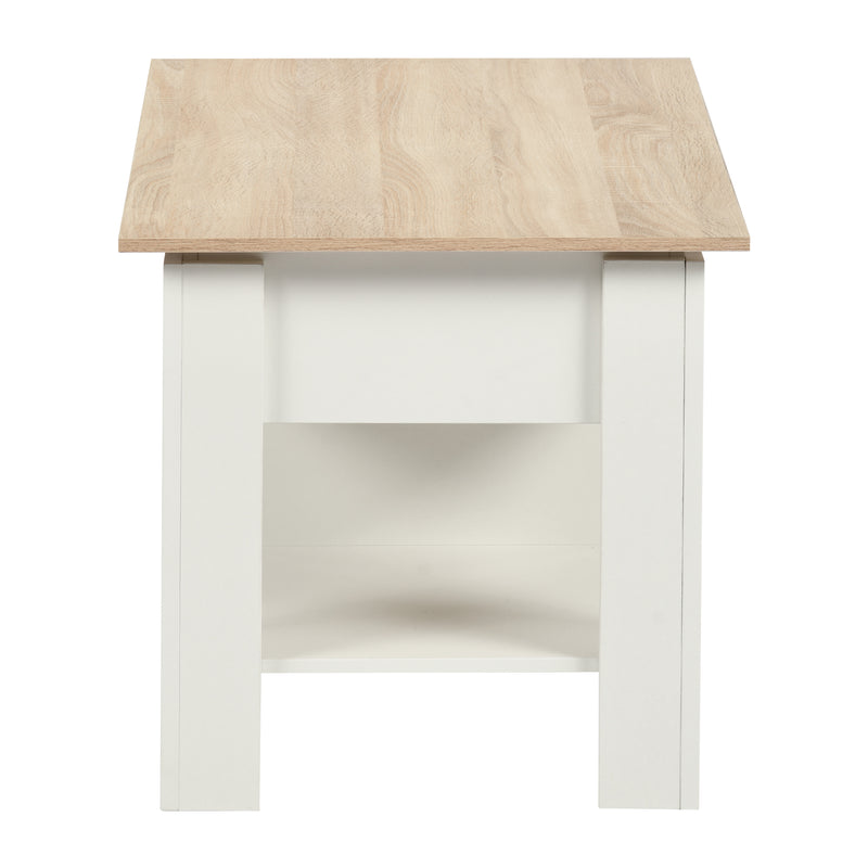 Coffee table with lifting top in wood and white effect 96*50 ELOT WHITE OAK 96