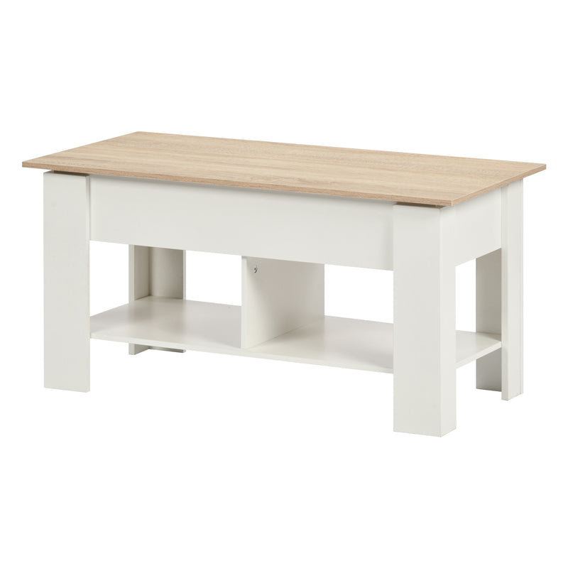 Coffee table with lifting top in wood and white effect 96*50 ELOT WHITE OAK 96