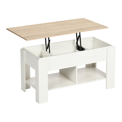 Coffee table with lifting top in wood and white effect 96*50 ELOT WHITE OAK 96