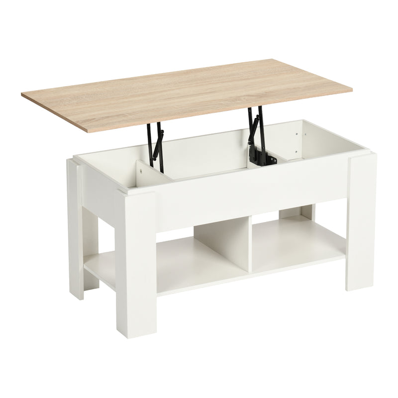 Coffee table with lifting top in wood and white effect 96*50 ELOT WHITE OAK 96