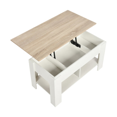Coffee table with lifting top in wood and white effect 96*50 ELOT WHITE OAK 96